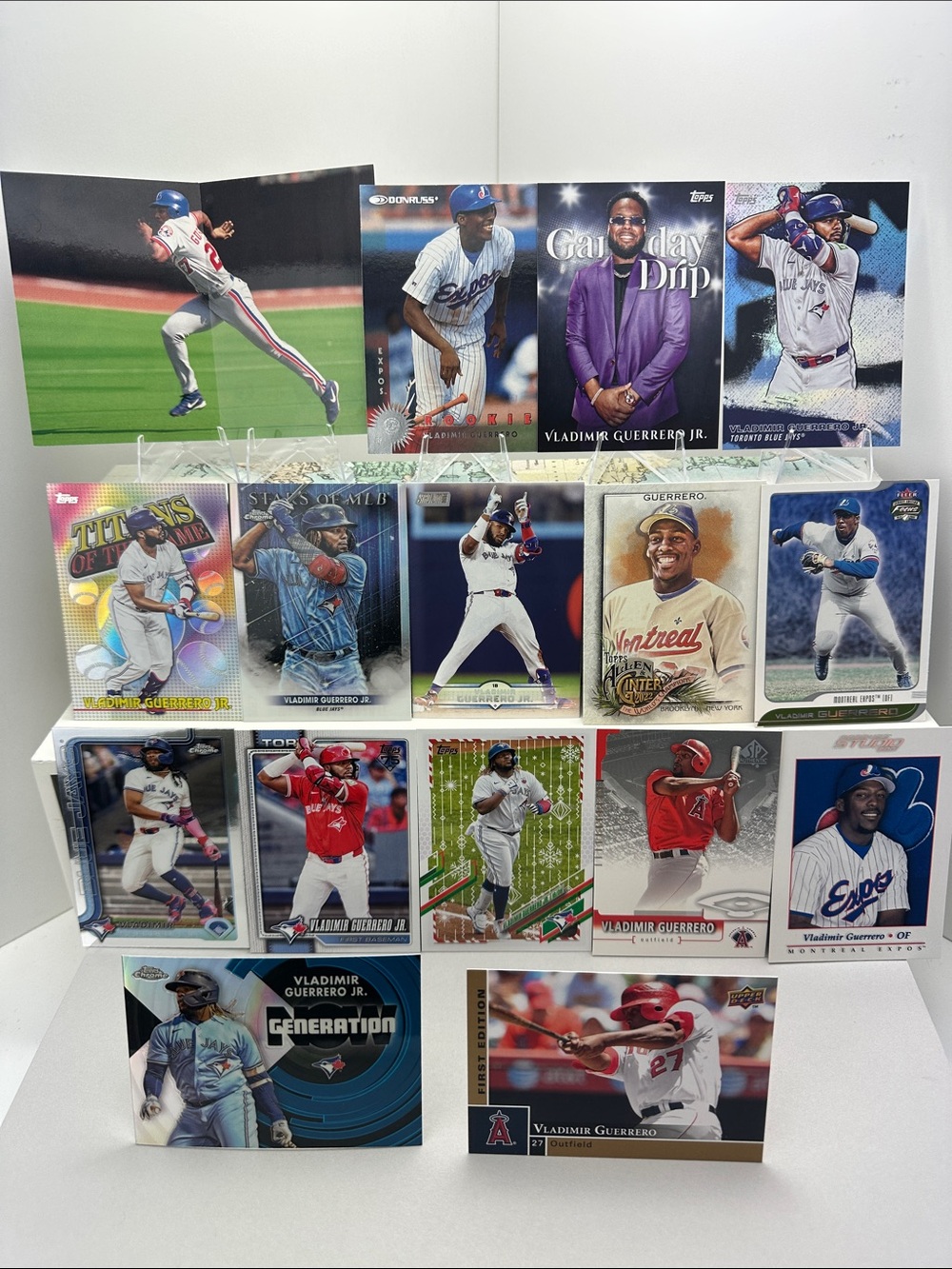 Vlad Guerrero Sr AND Jr lot of 16 with Vlad Sr rookie & Vlad Jr Game Day Drip